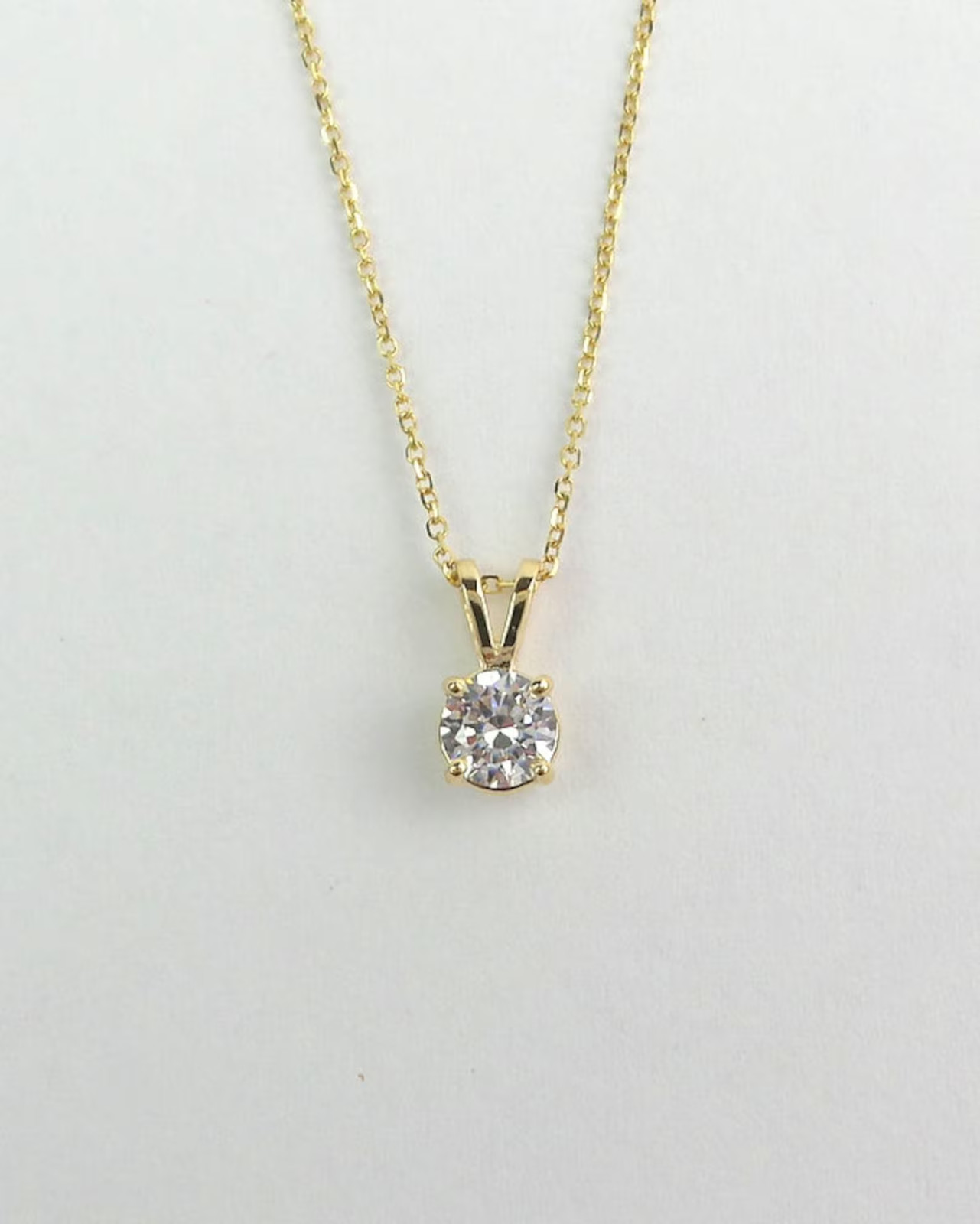 Lab Grown 1.00 Ct Round EF VS Diamond Prong Solitaire Necklace in 14K White Gold