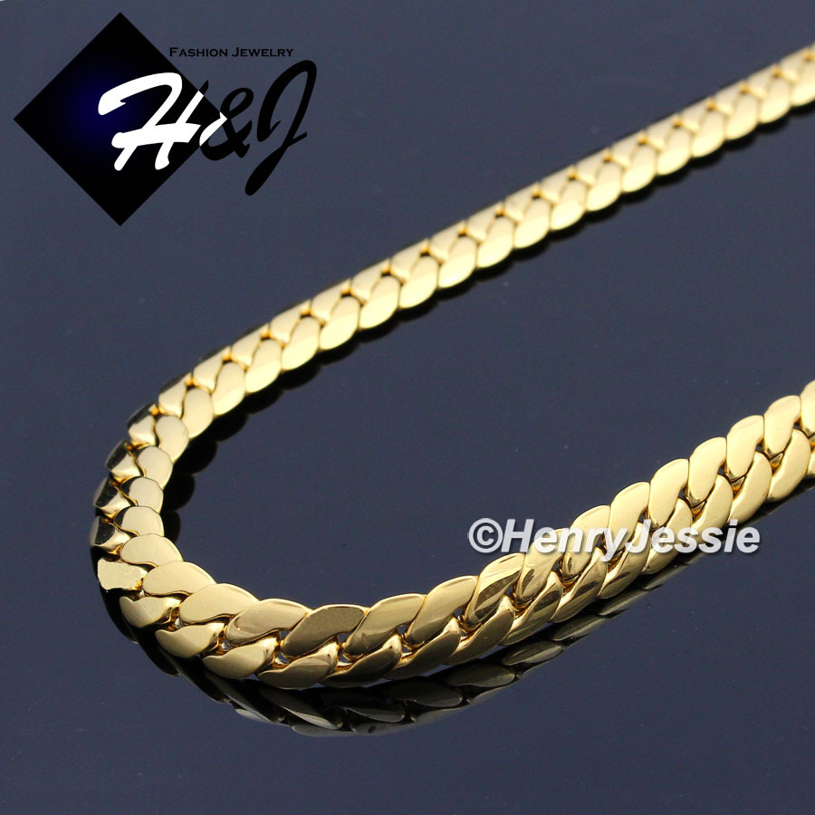 8.5″MEN Stainless Steel 8mm Gold Plated Miami Cuban Curb Chain Bracelet*GB155