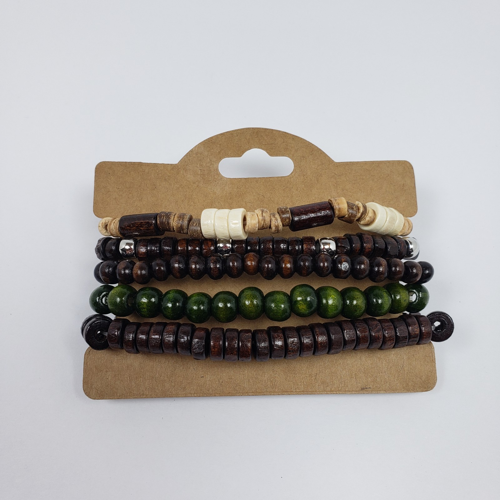 Unbranded Fashion Jewelry Adult Unisex Brown Layer Trendy Beaded Bracelet 5 Pk