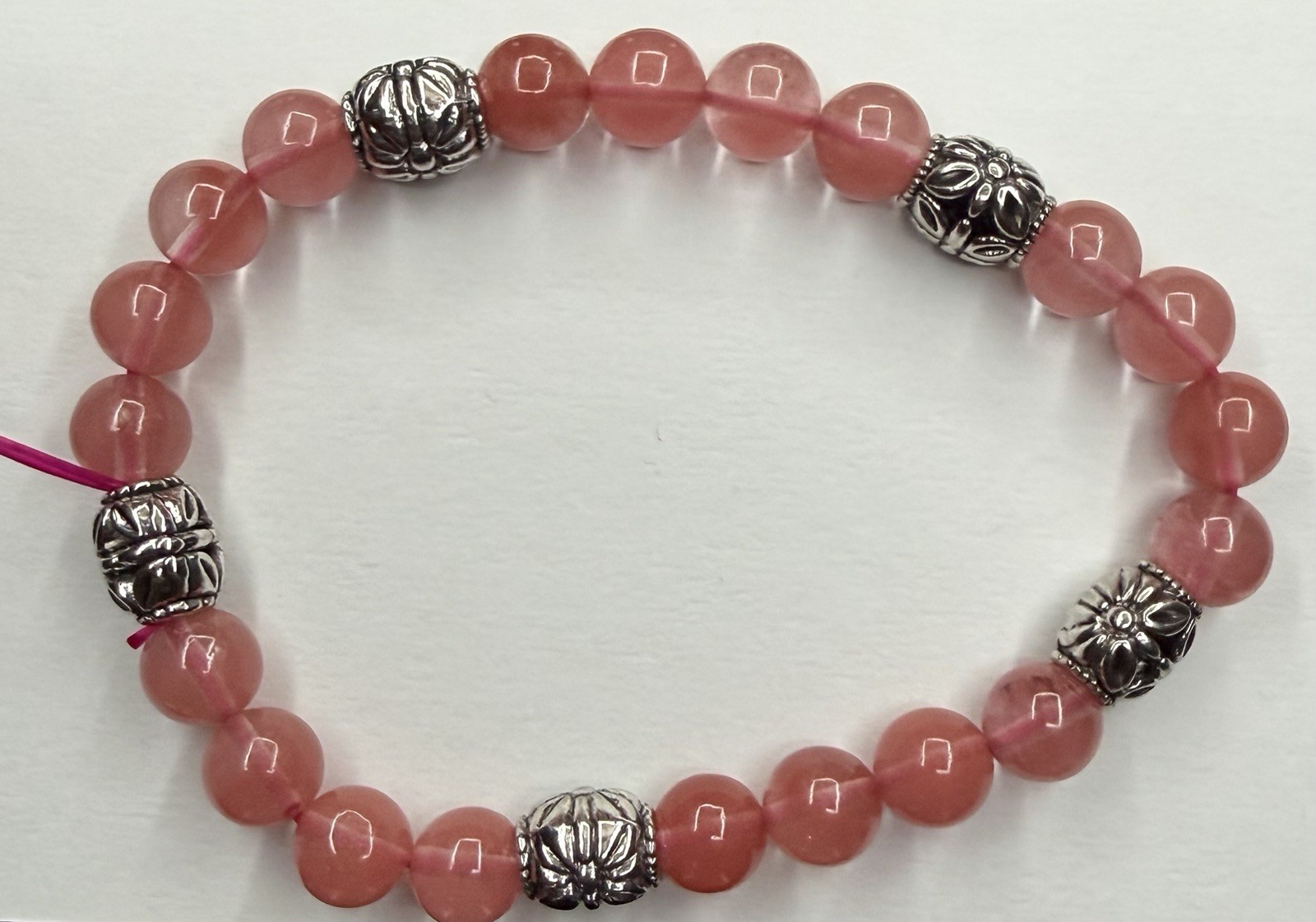 Watermelon Quartz Crystal Bead Bracelet
