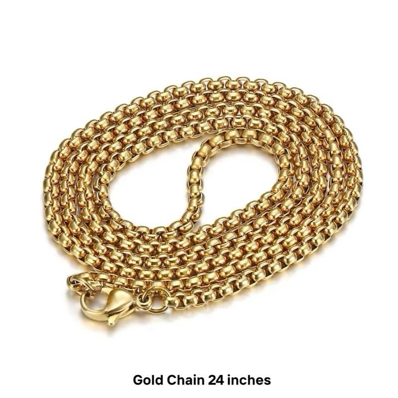 Gold Tone Cuban Link Chain Clear Crystal Cross Pendant Necklace Religious 24in
