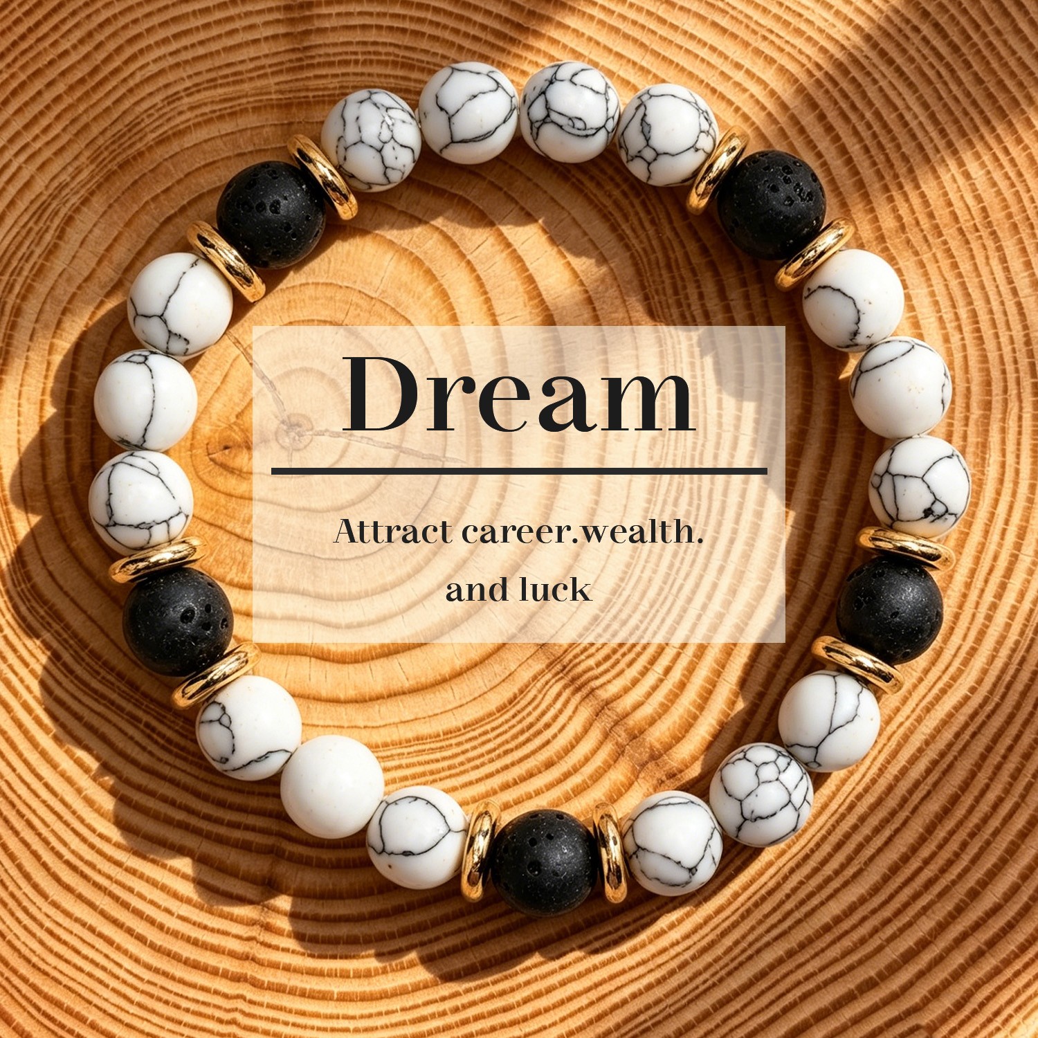 Money Wealth Natural Stone Bracelet Crystal Beaded Stretch for Him Her Gift Idea