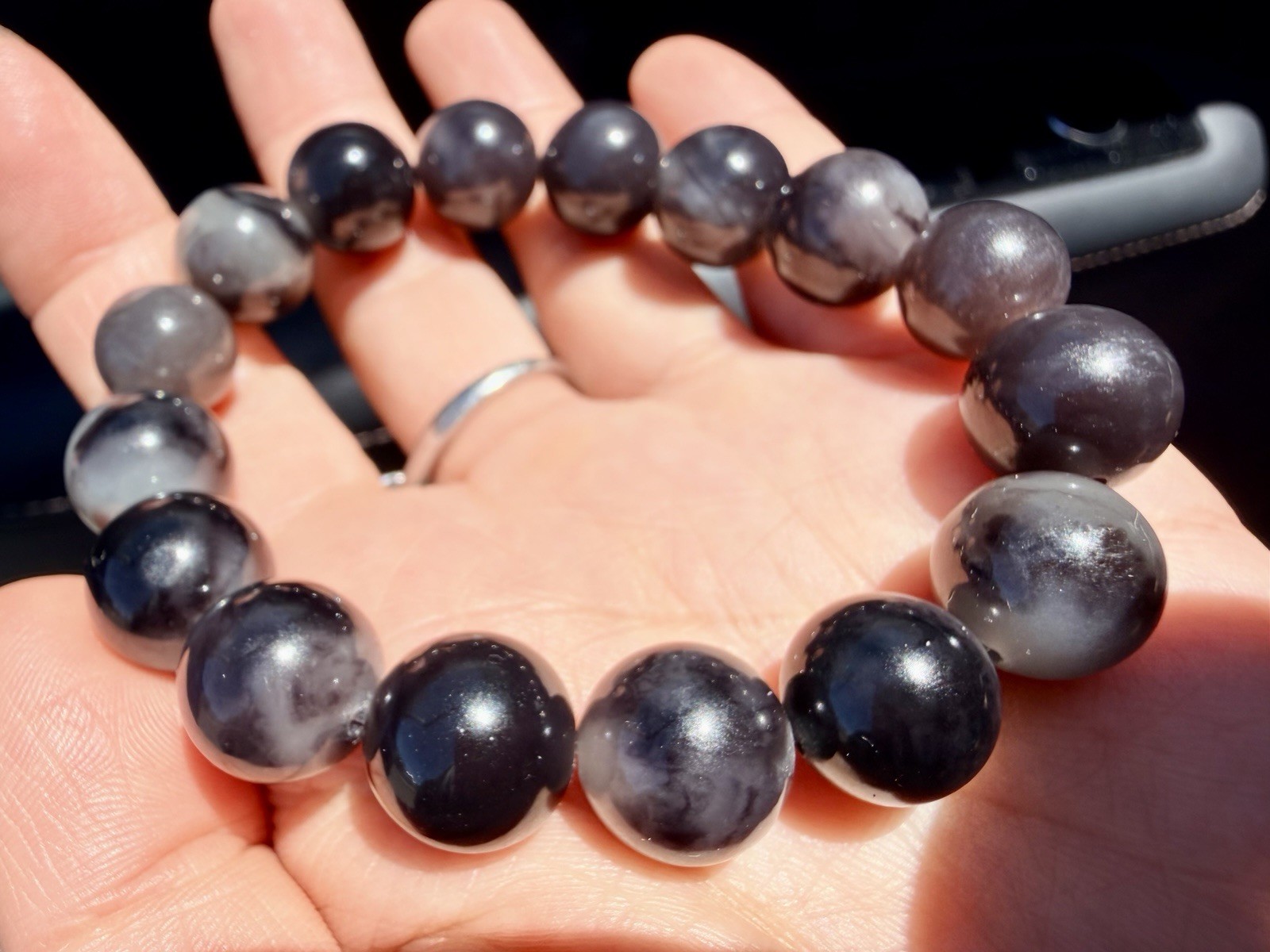 Nephrite Hetian Jade bracelet 13m Qinghua Style Emperor purple Half Half 和田玉帝王紫