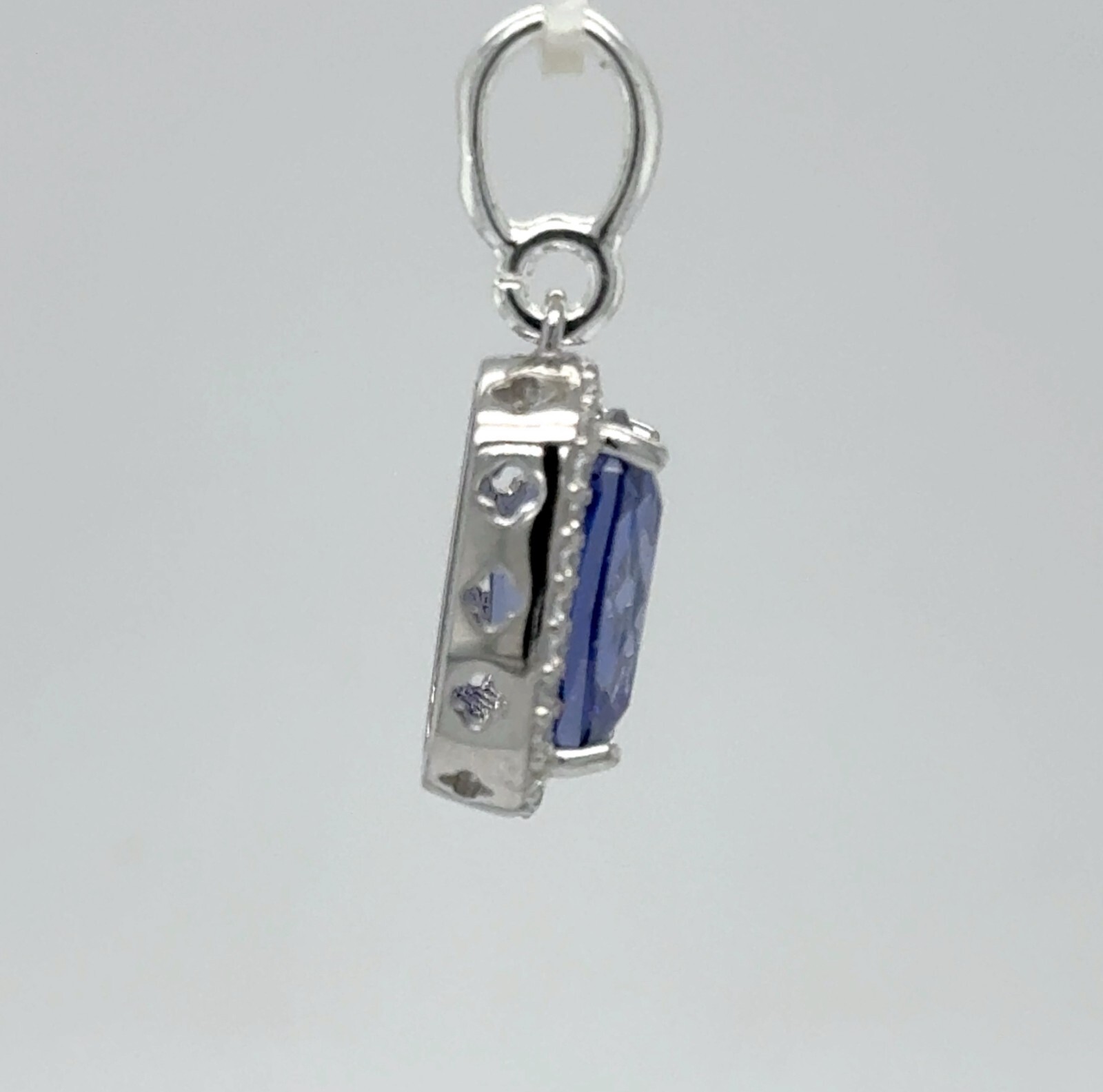Square / Rectangle Blue TANZANITE CZ Pendant 925 STERLING SILVER Necklace #99e