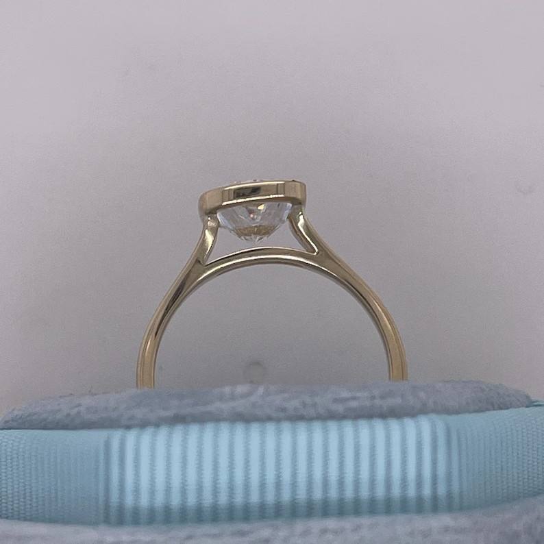 3Ct Cushion Cut Simulated Diamond Stunning Bezel Set Ring 14K Yellow Gold Plated