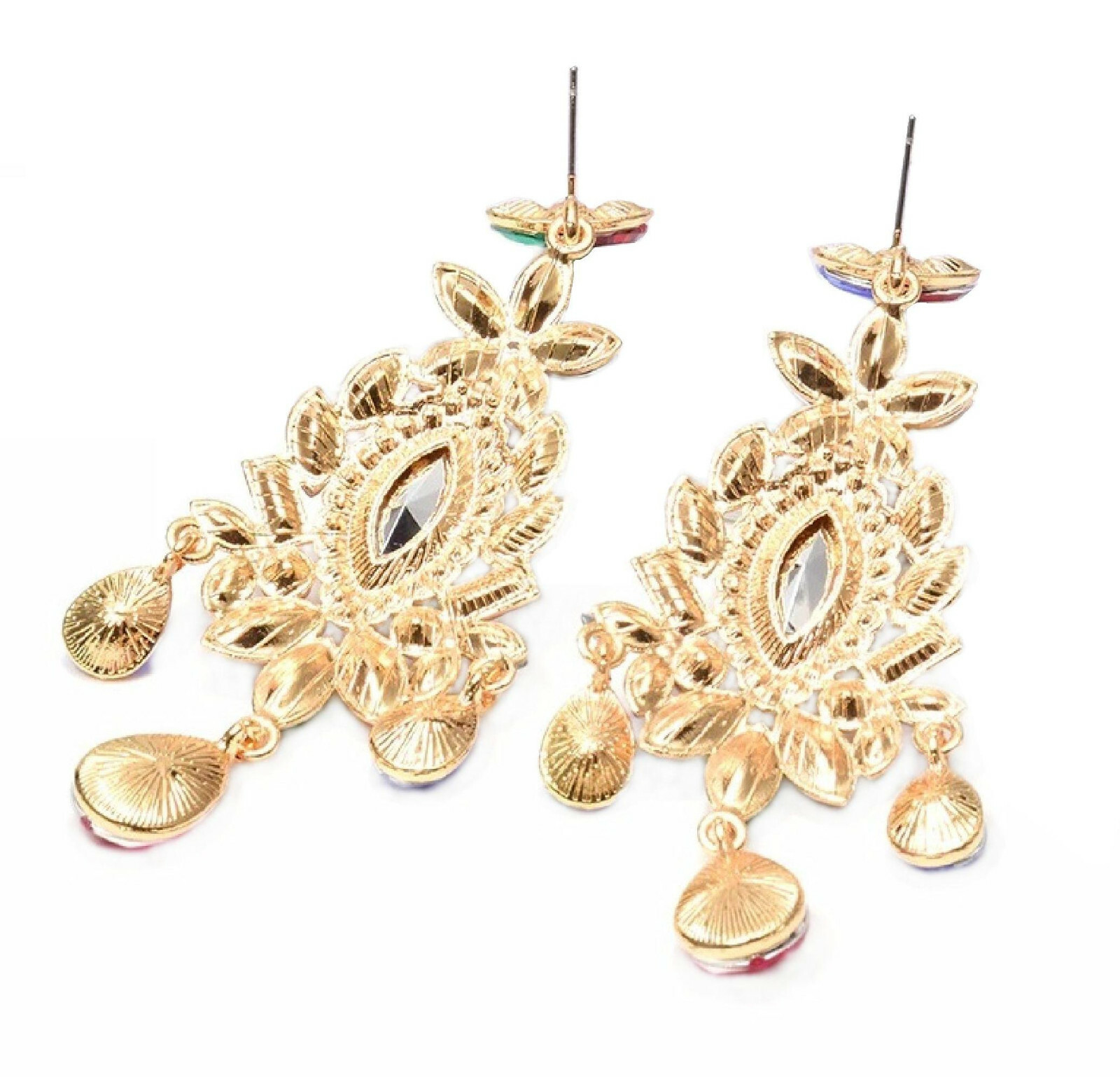 Chandelier Earrings Rhinestone 3.5 in Multi Color