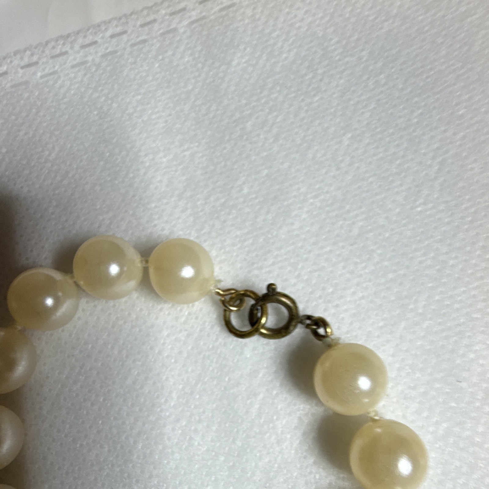 Ivory Faux Pearl Beaded Strand Necklace, Gold Tone, Spring Ring Clasp