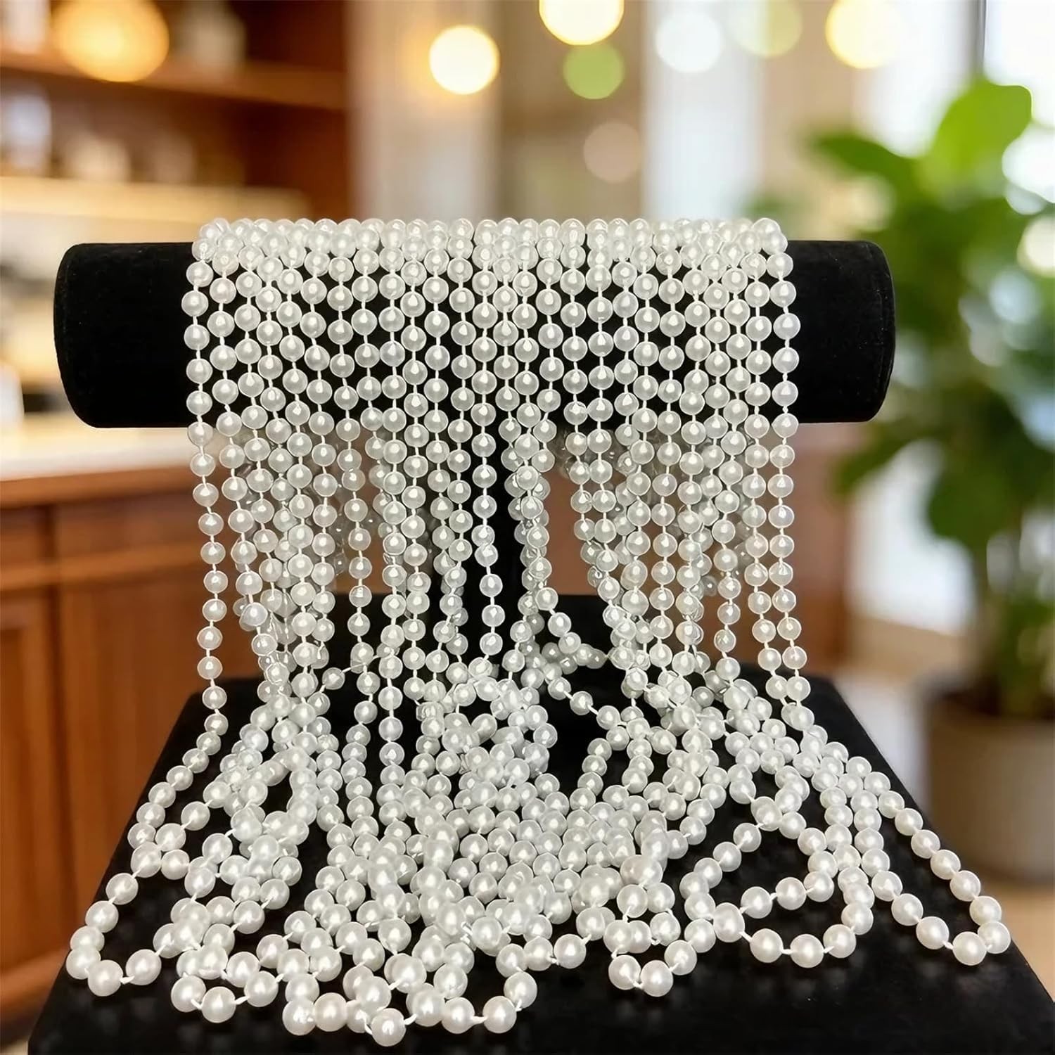 60 Pack Faux Long Pearl Necklace for Women, Fake Pearl Necklace Bulk, 1920s Whit