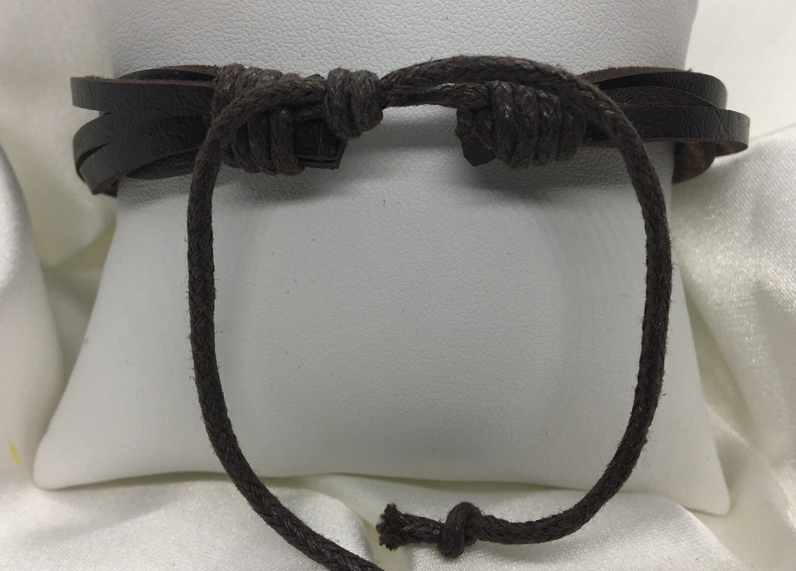 Mens Women Leather Bracelet Wristband Stackable Adjustable Tie 2069