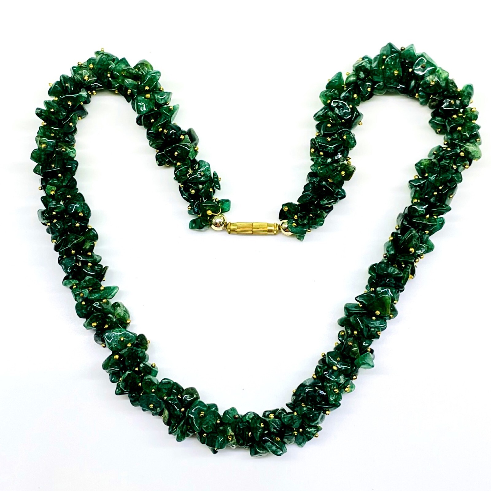 18 Inch Natural Aventurine Quartz Rich Green Boutique Designer Beaded Necklace