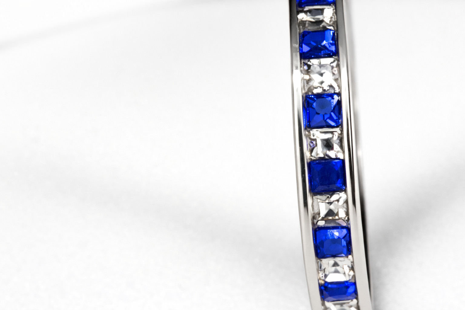 Womens Mens Eternity Ring Blue & Clear Stone Channel Set Band – 3.5mm