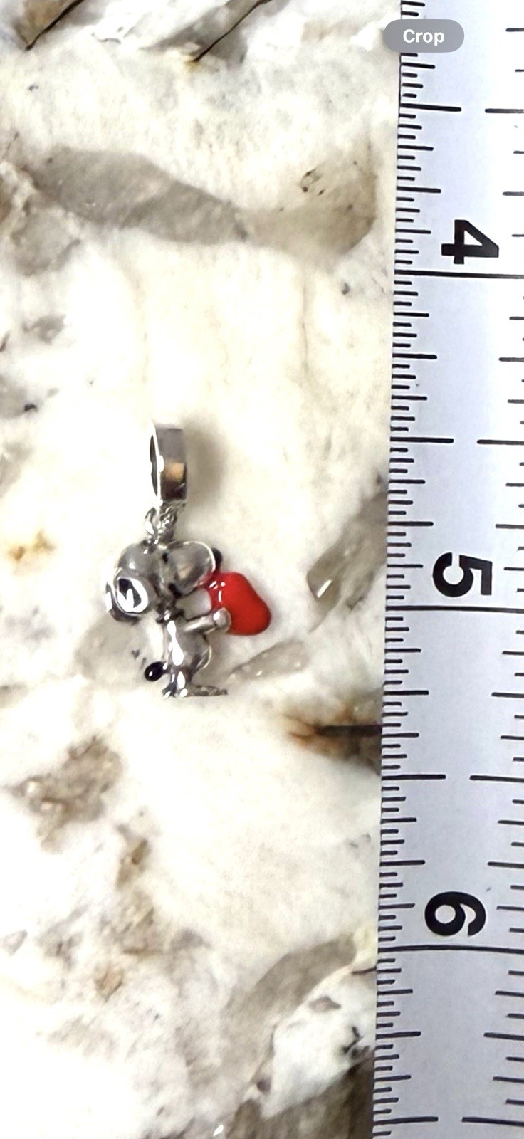 V477 S925 STERLING SILVER BE MY VALENTINE SNOOPY DANGLE CHARM