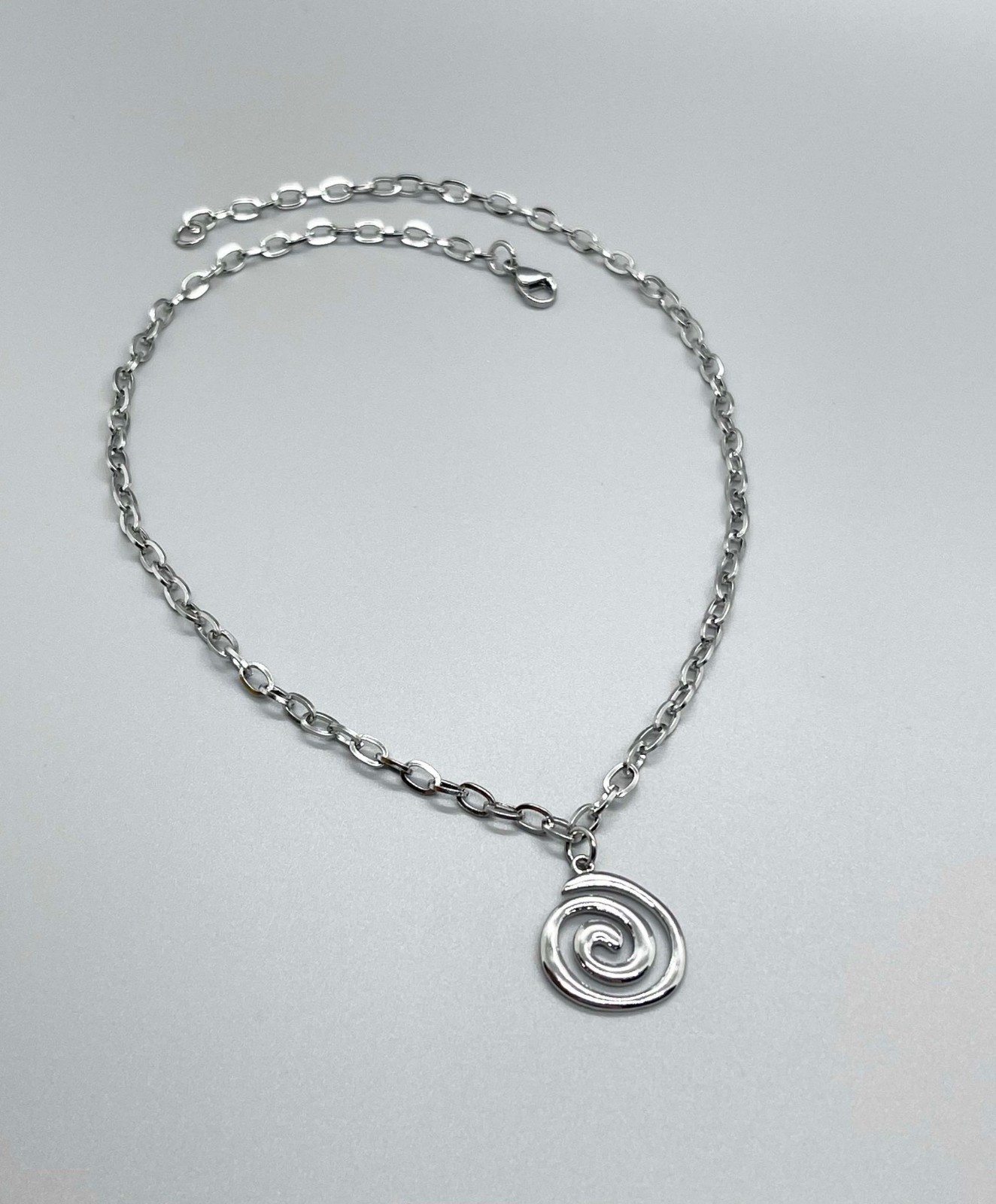 Stainless Steel Spiral Pendant Necklace Vortex Charm No Tarnish Silver Chain New