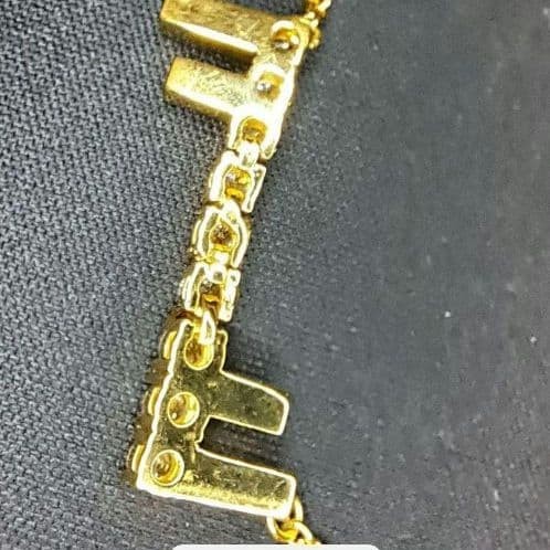 Fendi First Necklace Logo Necklace Gold Crystal Women’s Accessory
