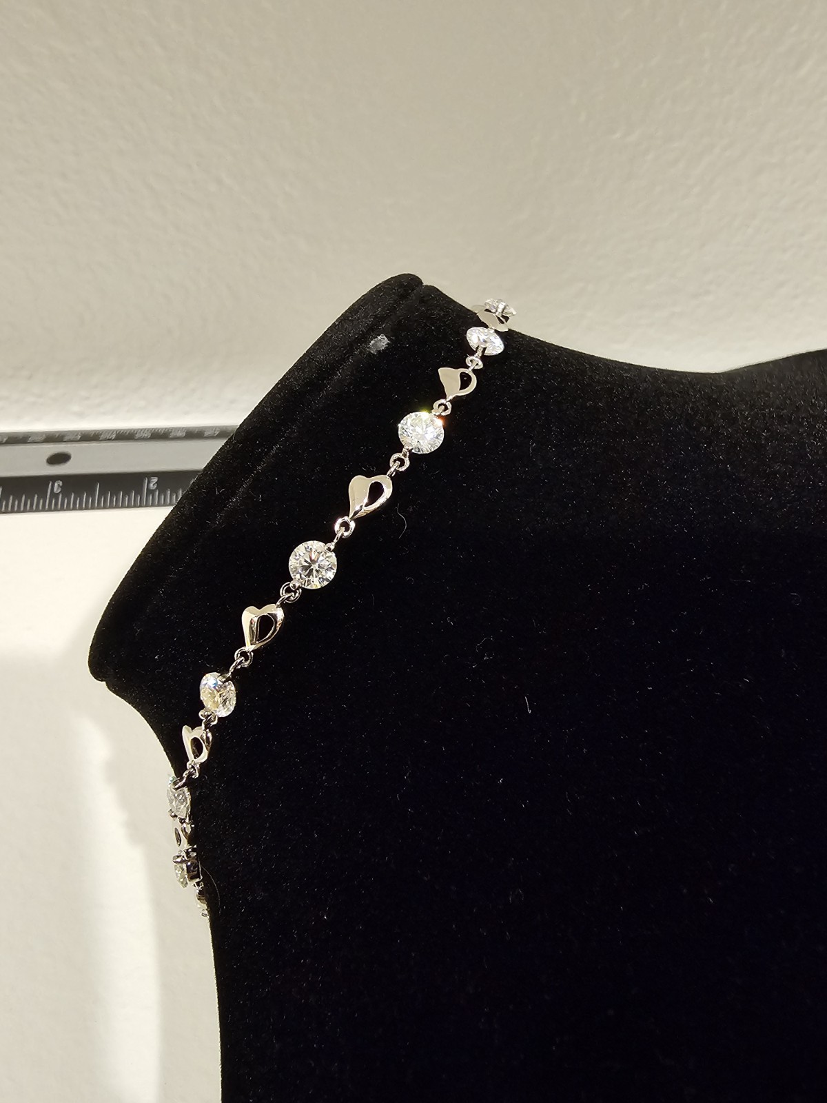 3.5 Carat Moissanite Hearts Bracelet 14k White Gold Plated 7-8 Inch Adjustable