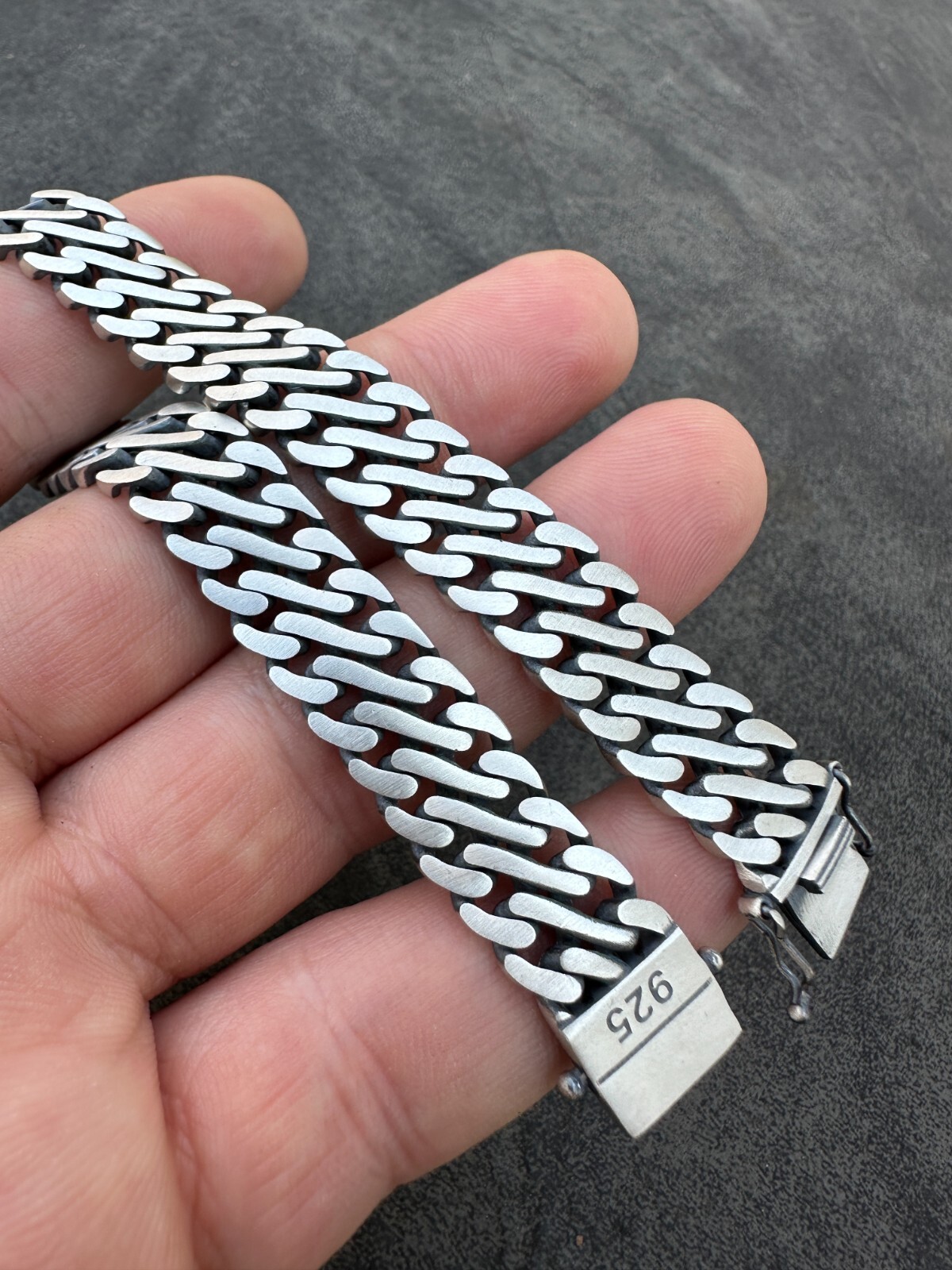 Custom Double Miami Cuban Figure Eight Link Bracelet 12mm Wide Real 925 Silver