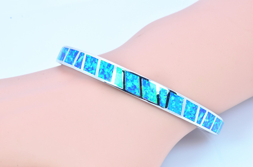 Kivony Fashion Fine Blue Fire Opal Bangles 925 Sterling Sliver Jewelry For Women