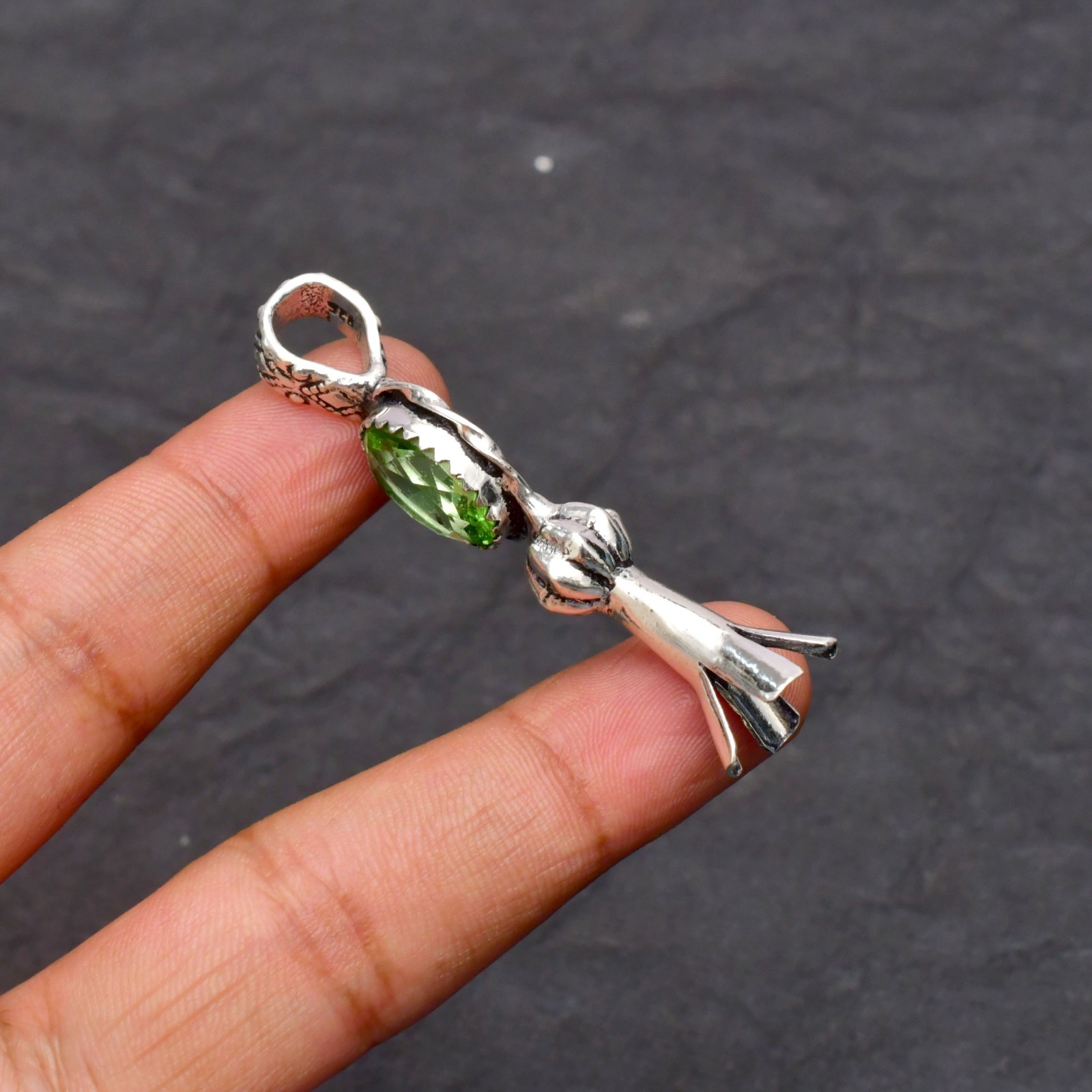 Green Amethyst Gemstone 925 Sterling Silver Jewelry Pendant 1-2″