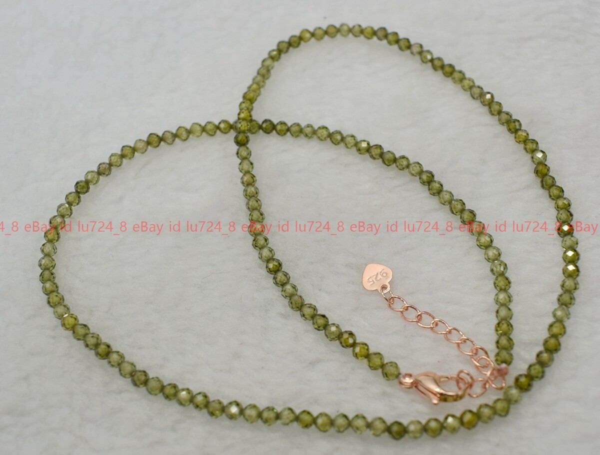 Fashion 3mm Natural Multicolor Zircon Round Faceted Gems Beads Necklace 14-36″