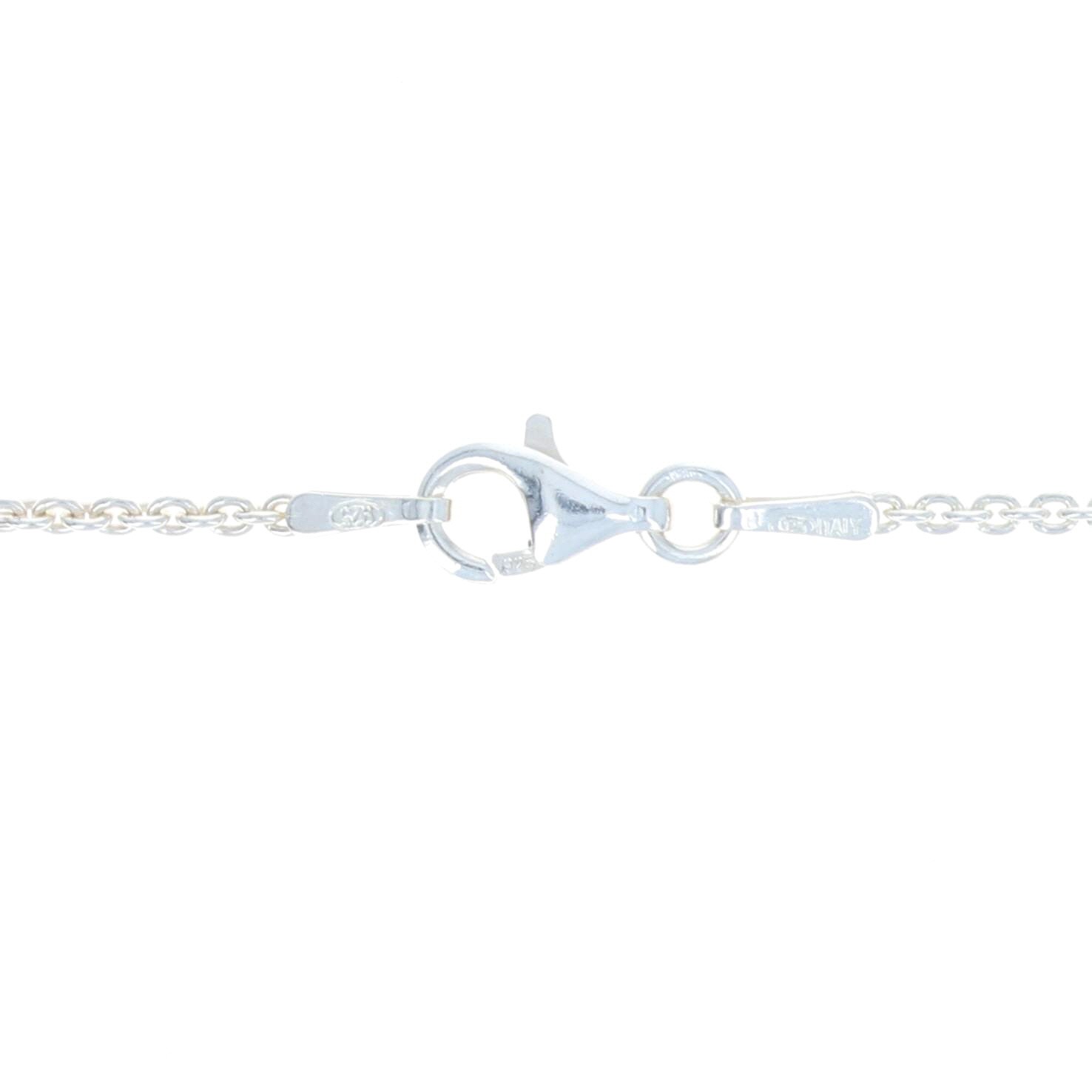 Sterling Synthetic Opal & Black Cubic Zirconia Halo Necklace 18 1/4″ – 925 Oval