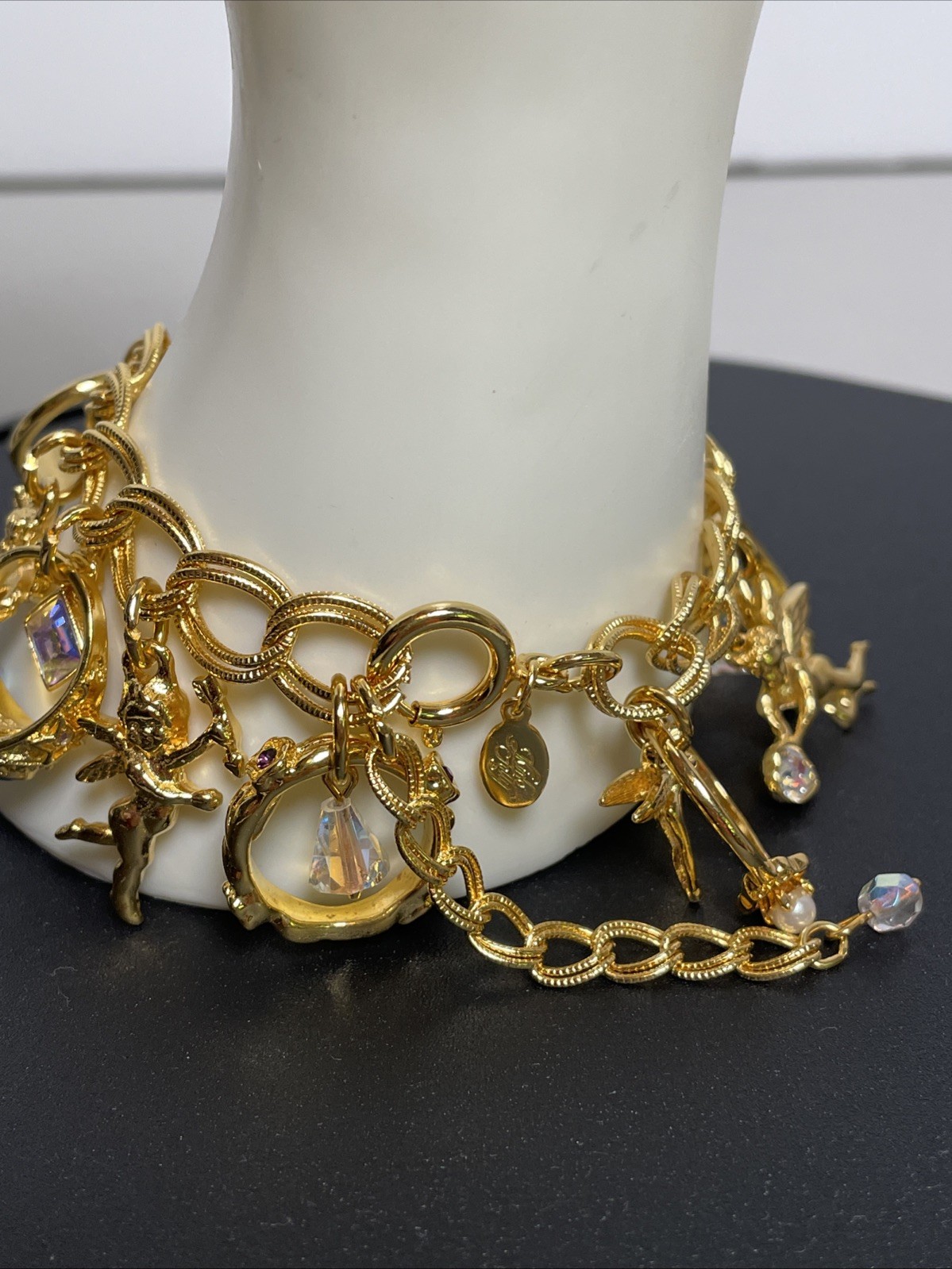 Vintage Kirks Folly Secret of the Seven Angels Rings Bracelet w/ Box AB Crystals