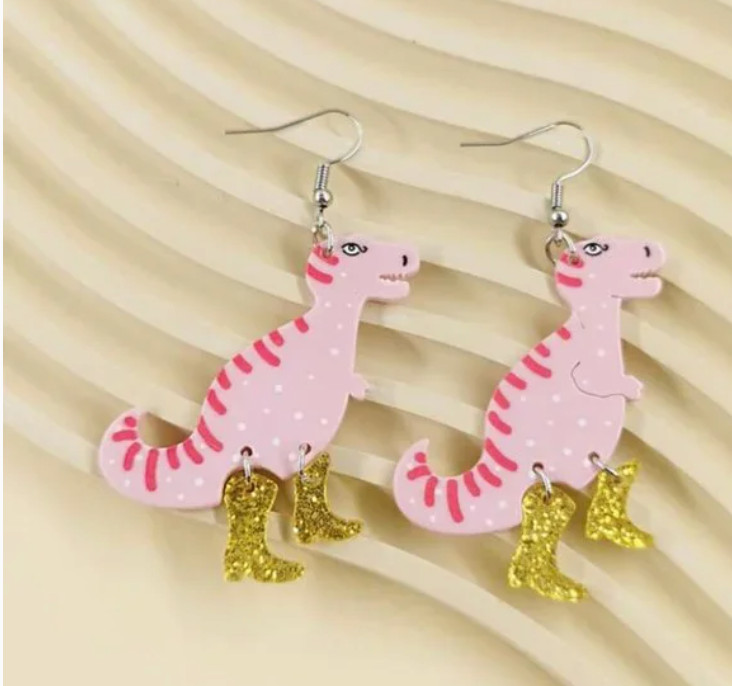 ❤️ FREE Dinosaur Boots Hipster Hippie Art Artsy Chic Glam Cartoon Hip Earrings