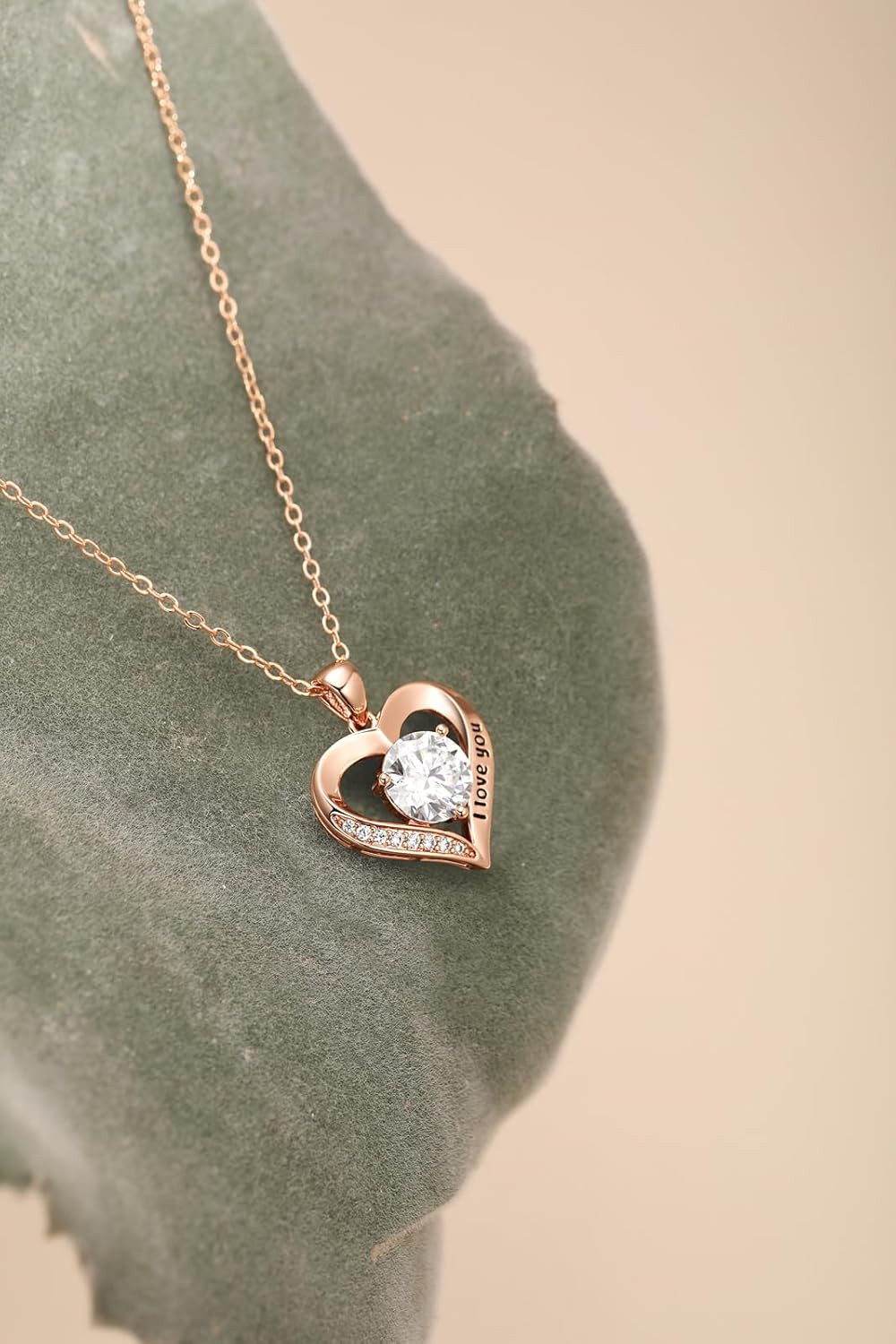 18K Gold Plated Moissanite Heart Cross Necklace for Women Anniversary Birthday G
