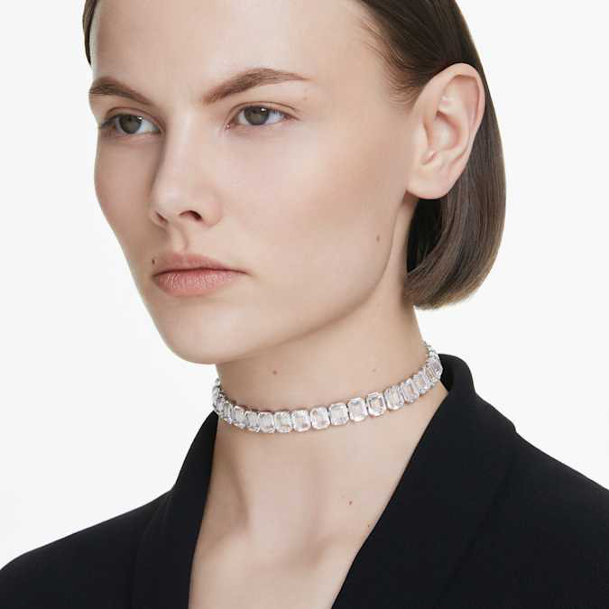 Swarovski Millenia collar necklace Octagonal cut, white, rhodium plated