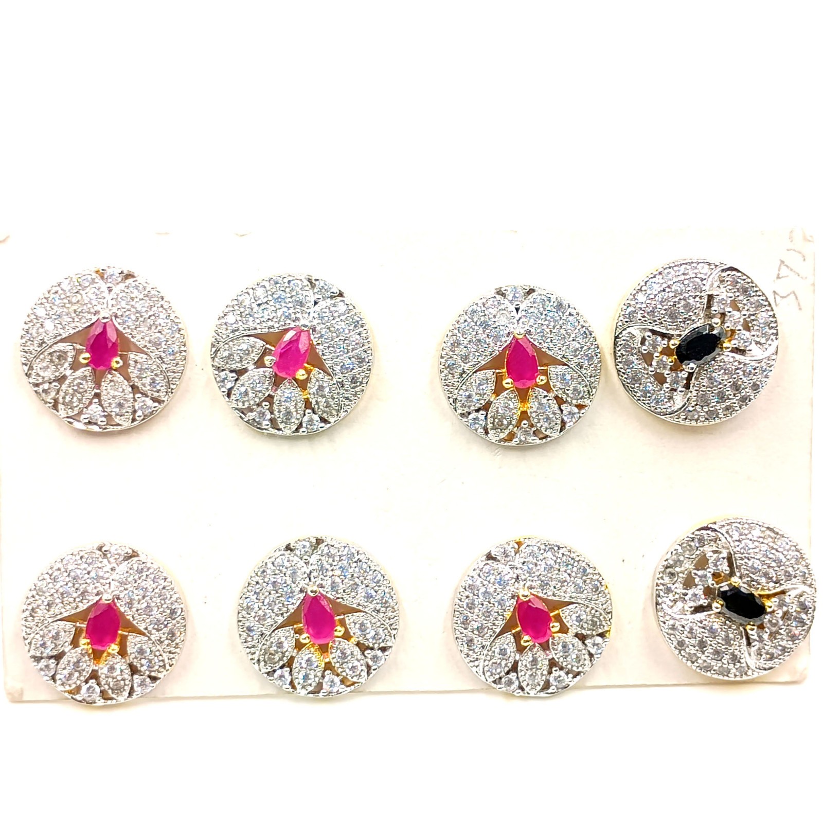 Ruby & Black Onyx CZ Stud Earrings 22k Gold Plated Traditional Indian Jewelry