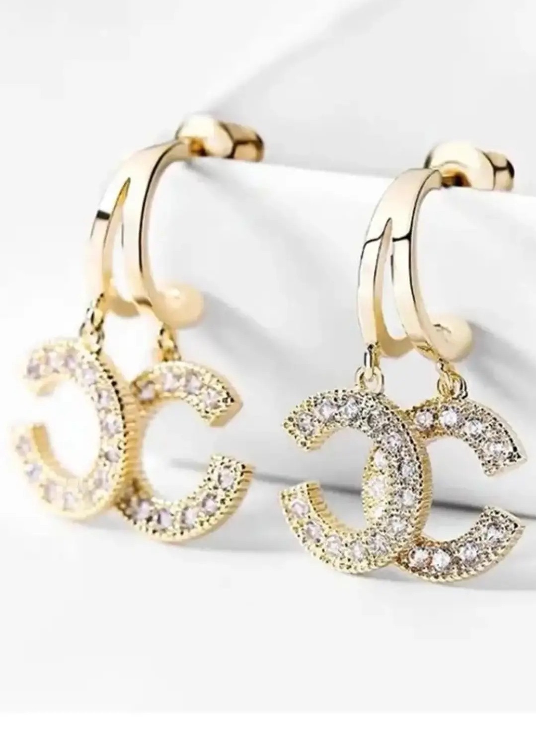 C-shaped Light Gold Plated Crystal Fashion Earrings With Silver Post