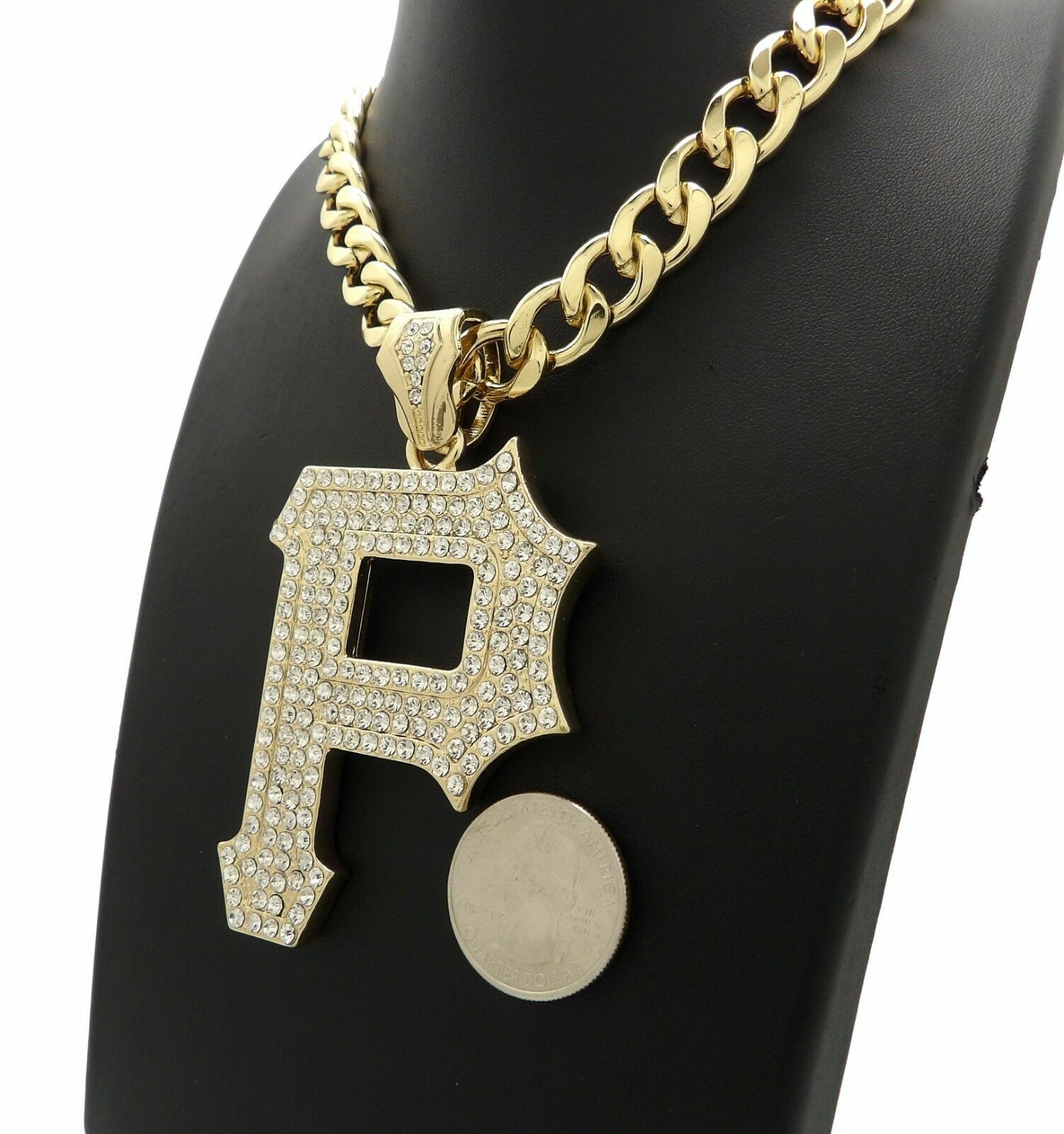 ICED HIP HOP PITTSBURGH P PENDANT & 11mm 20″ CUBAN CHOKER CHAIN FASHION NECKLACE
