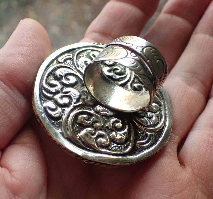 Moon Face Ring in Tibetan Silver adjustable