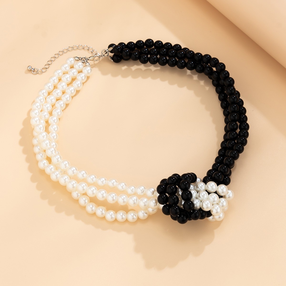 Multi Layer Faux Pearl Twisted Knot Choker Necklace Statement Bridal Elegant