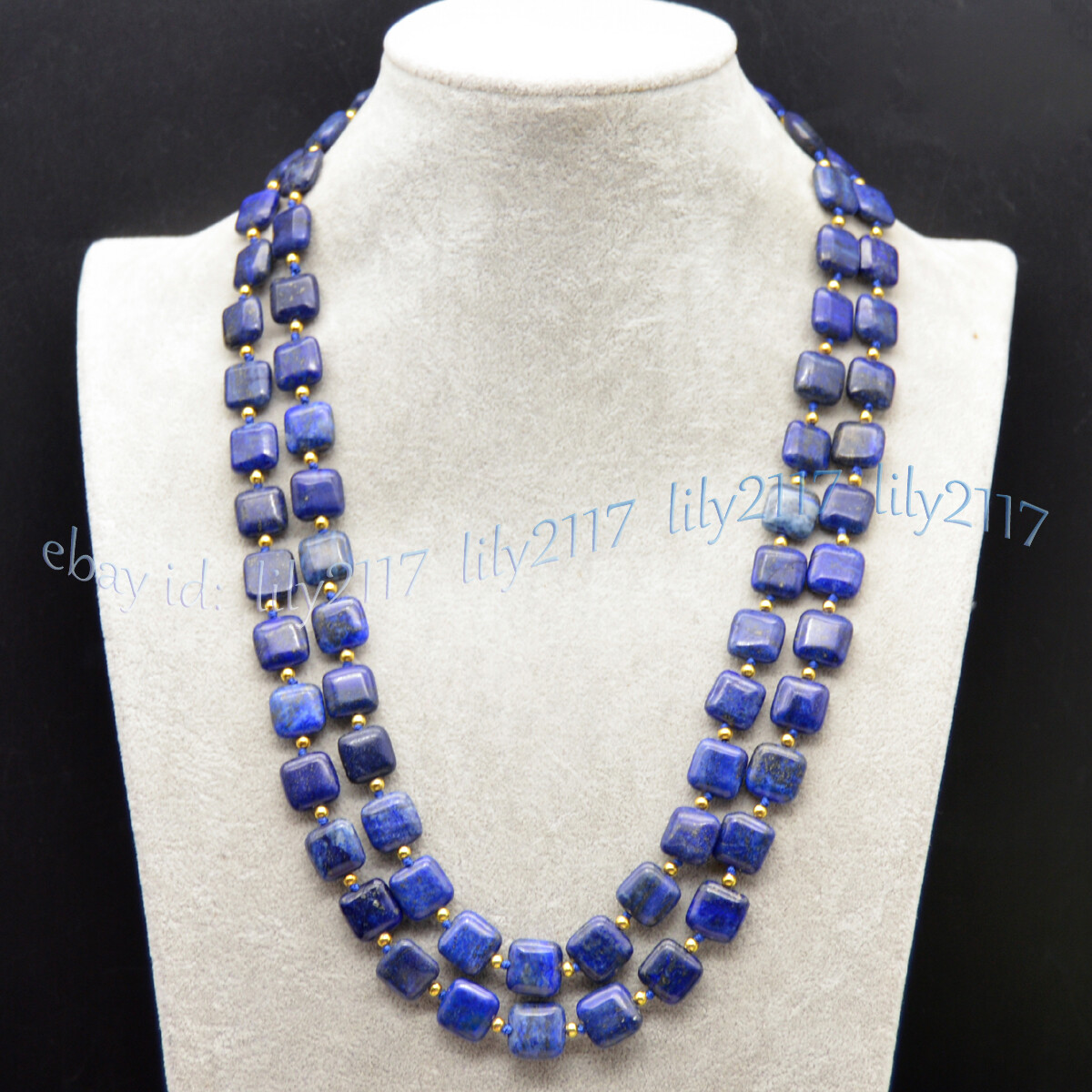Natural Blue Lapis Lazuli 12mm Flat Square Gemstone Beads Necklace 14-100 inches