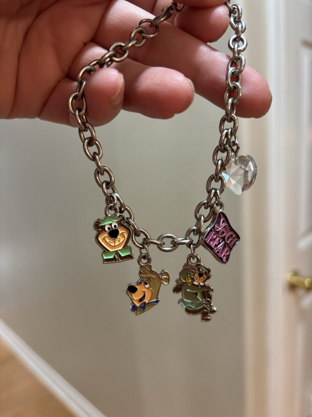 Vintage Hanna Barbera Yogi Bear Enamel Charm bracelet Cindy Boo Boo Bear dangles