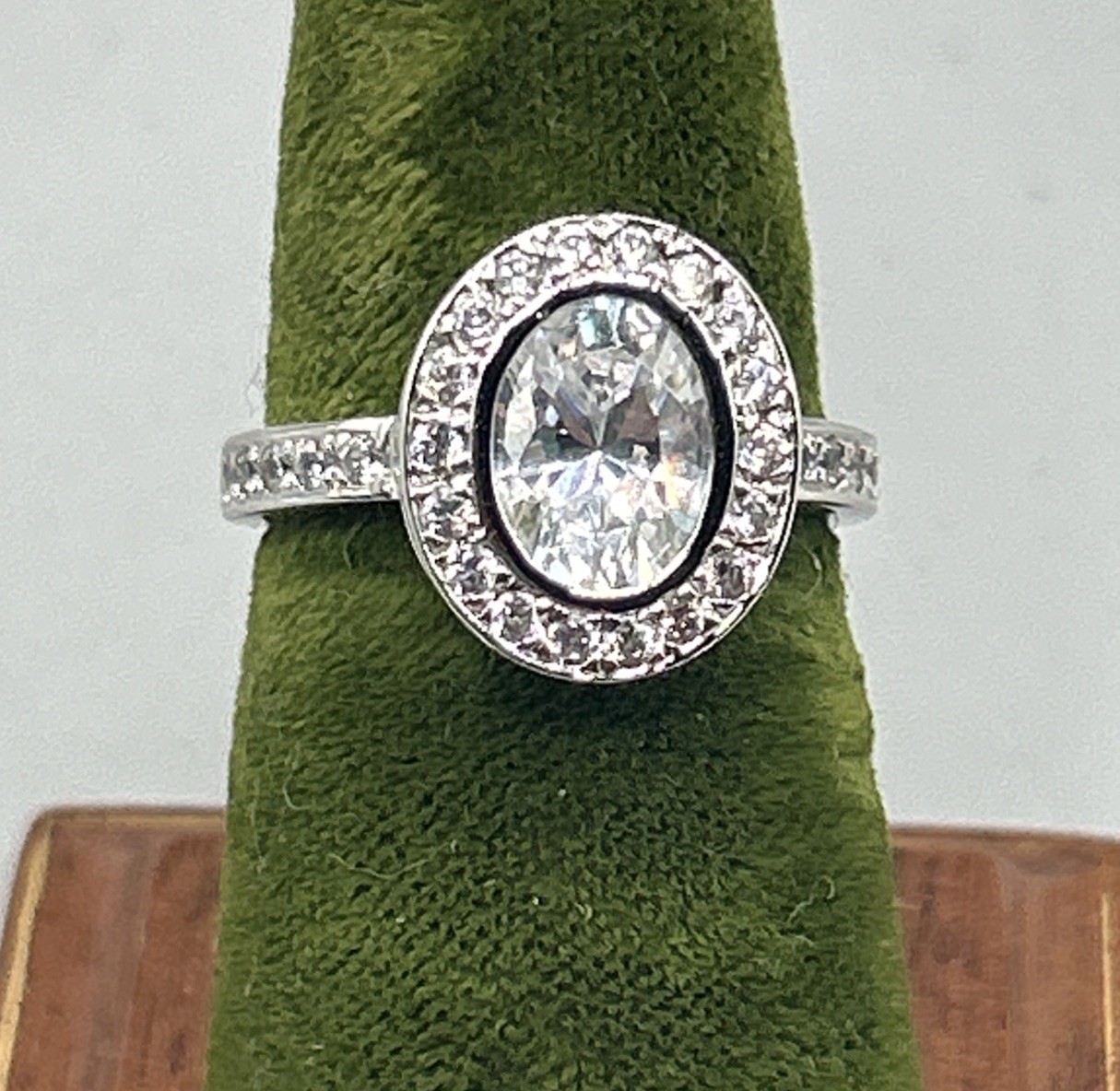 Oval Clear Stone Ring Illegible Markings Costume Jewelry from China