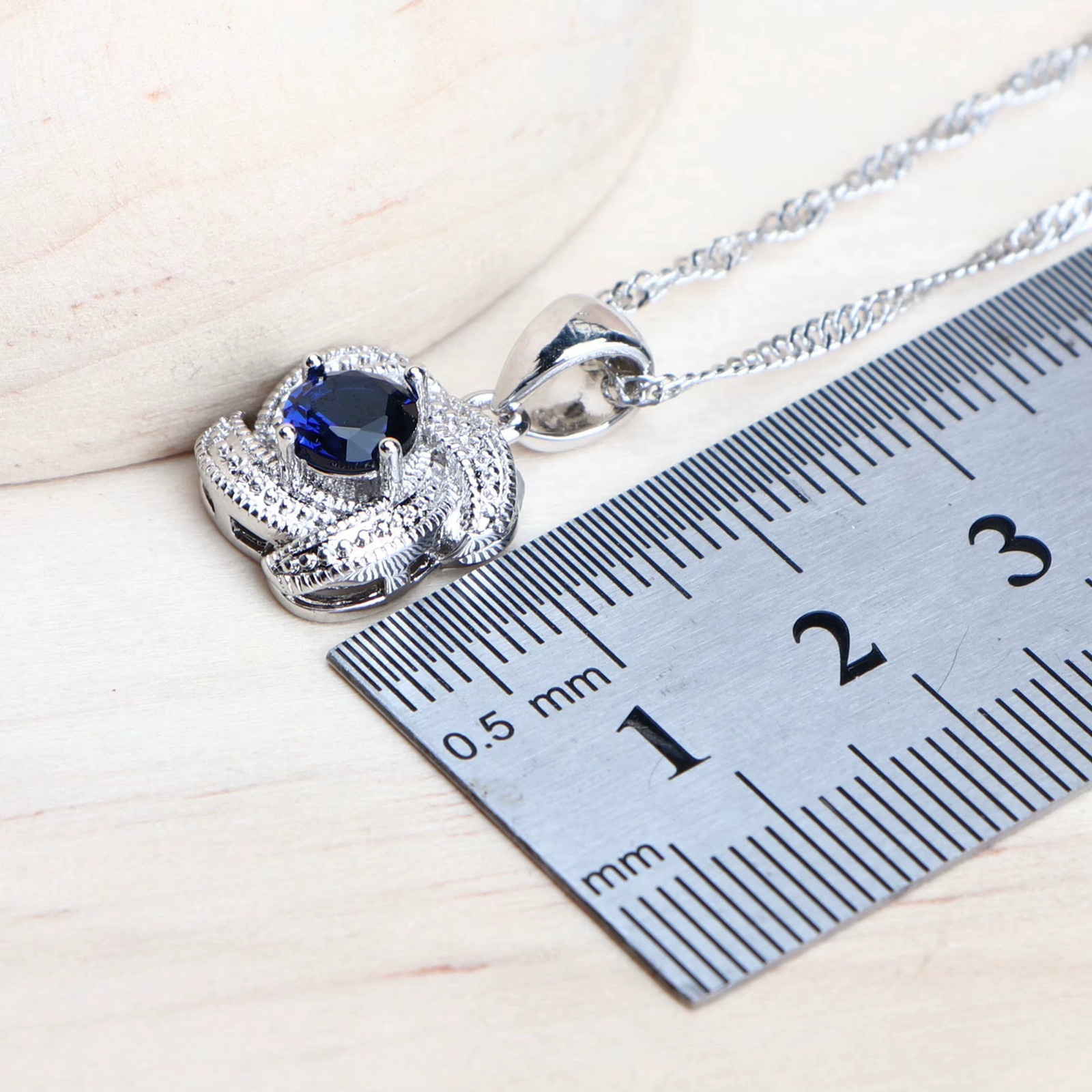 Blue Zirconia 925 Sterling Silver Bridal Women’s Jewelry Set
