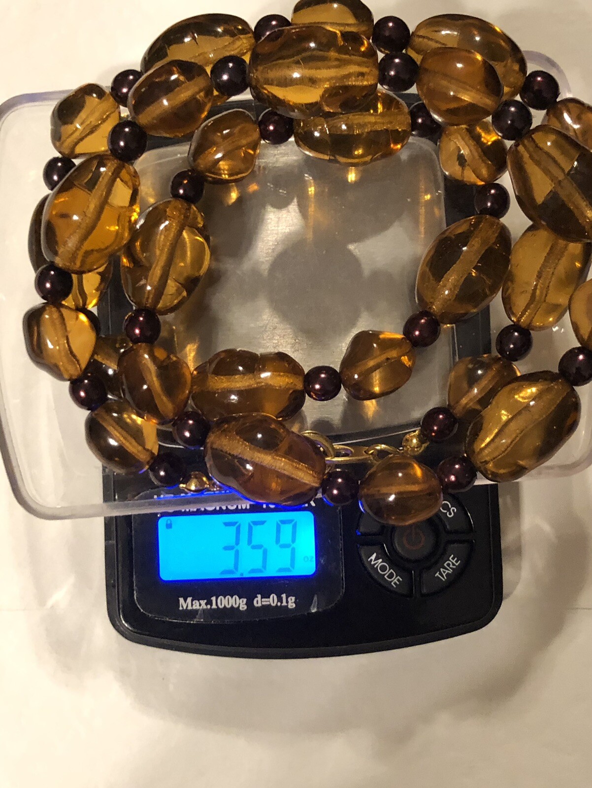 Joan Rivers Amber 25” Chunky Beaded Necklace Signed Free Shipping