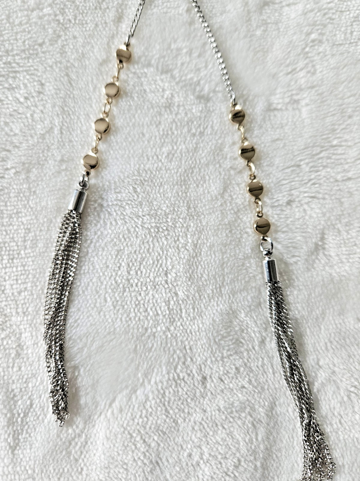 New in Box! Bay to Baubles Stitch Fix “Rue Lariat” Gold & Silver Color Necklace