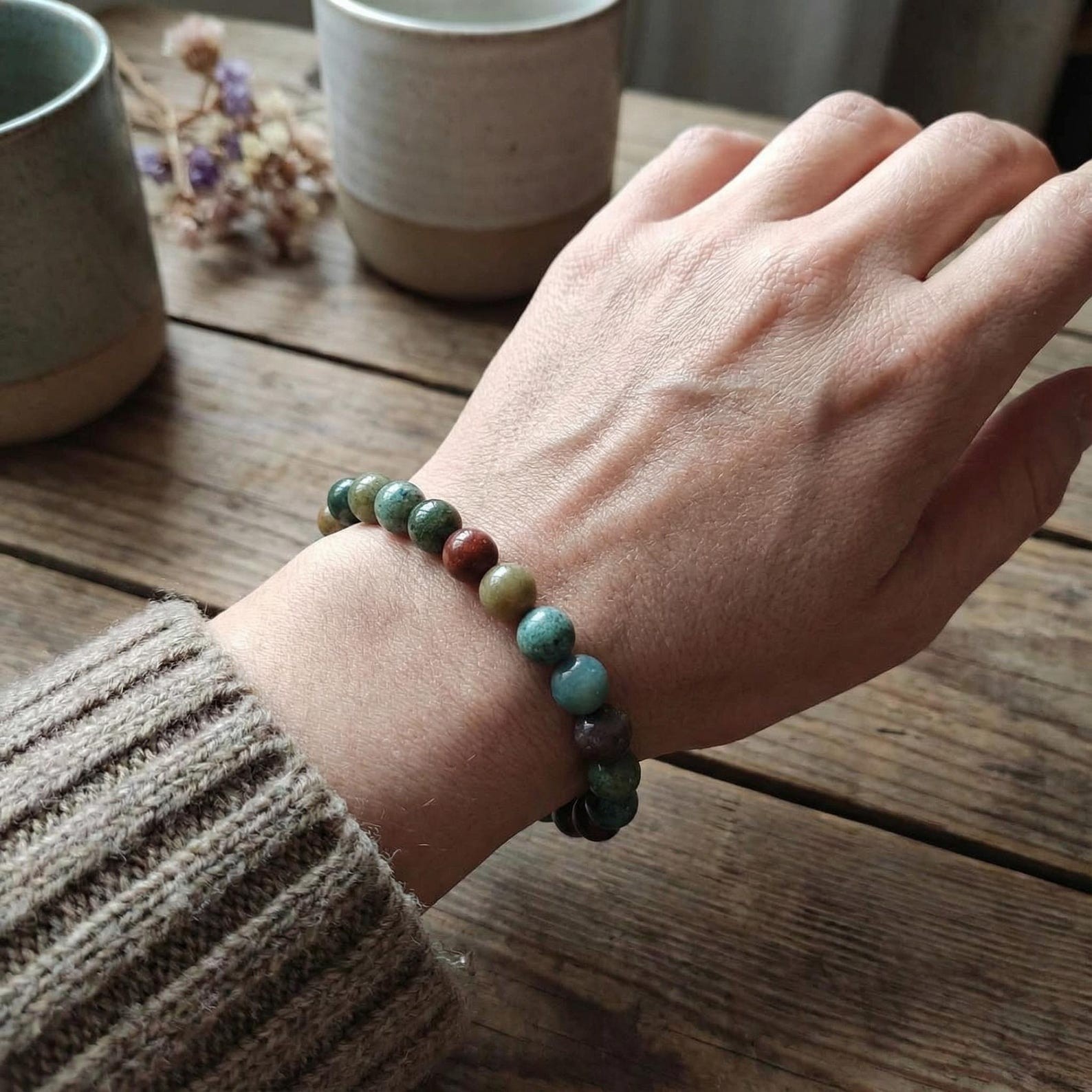 Genuine Multi Agate Bracelet, Polished Beads On Stretch Cord, Daily Wear Gift