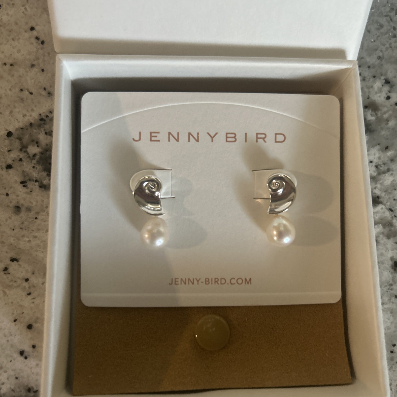 Jenny Bird Lucille Pearl Drop Earrings in High Polish Silver NIB $110