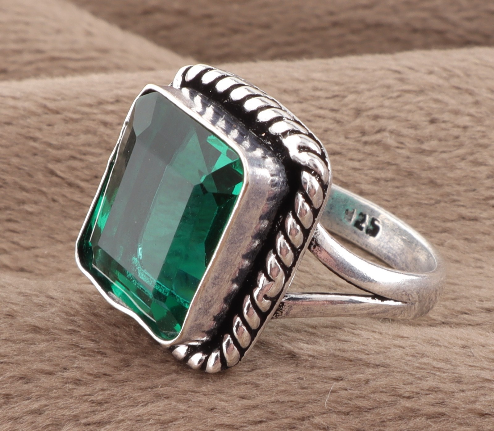 Green Tourmaline Gemstone 925 Sterling Silver Handmade Jewelry Ring All Size