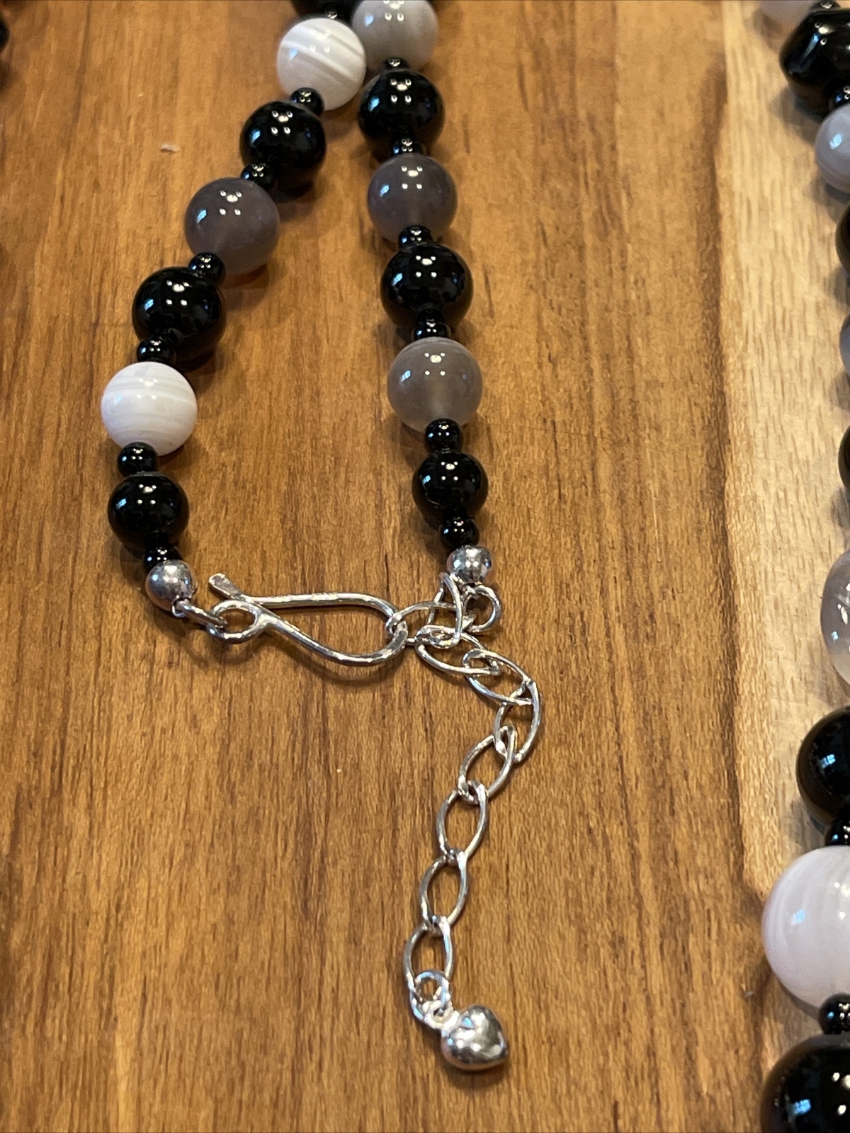 Designer Stunning Mixed blacks whites Beaded Agate necklace