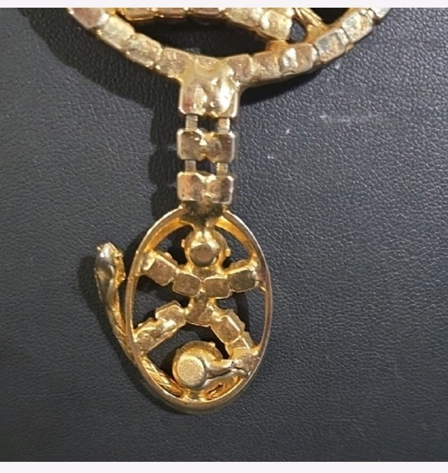 Rare Vintage Unsigned Alice Caviness Amber Toned Rhinestone Cat Necklace