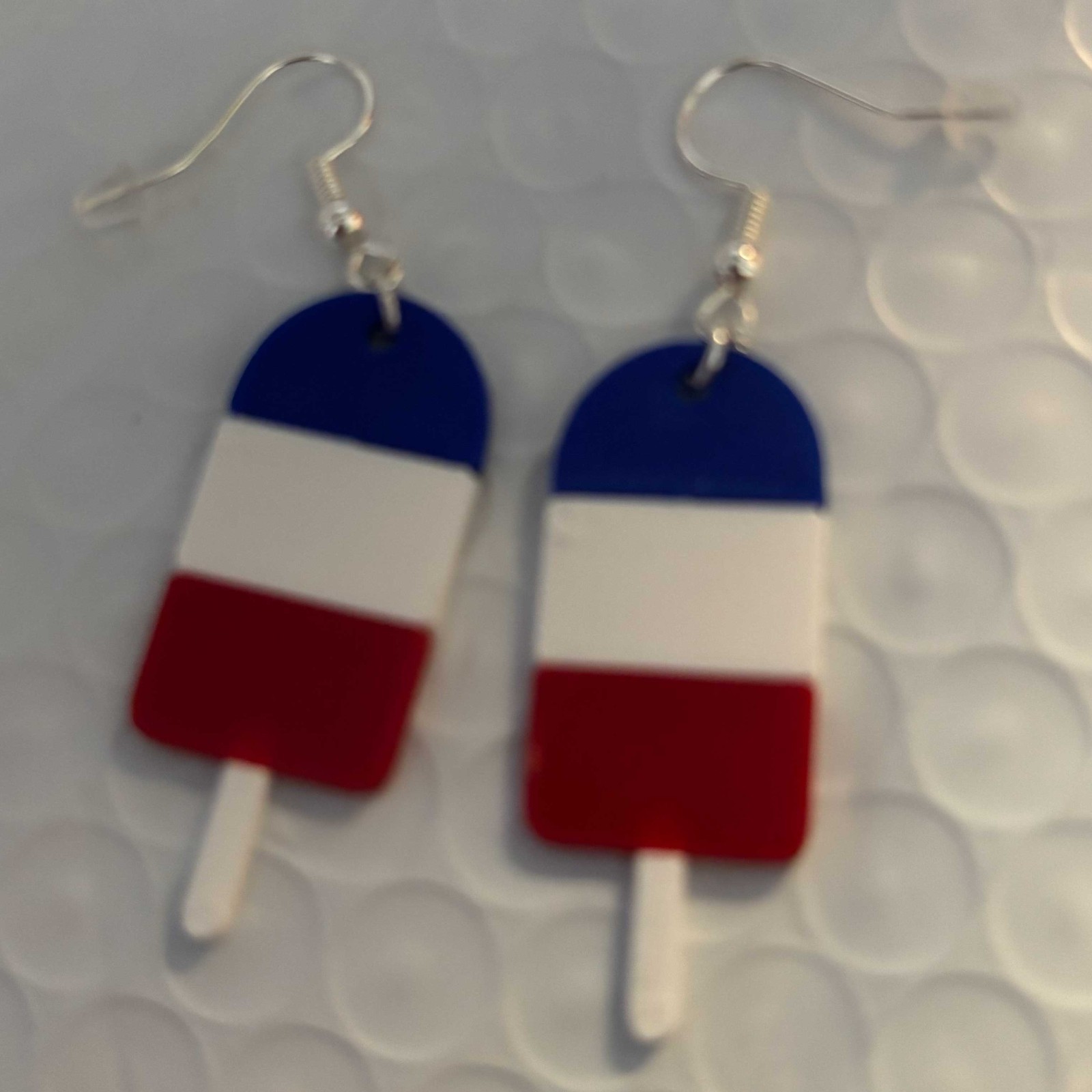 4th of July Earrings 3 Pair Set USA Flag Heart Star Ice Pop Patriotic