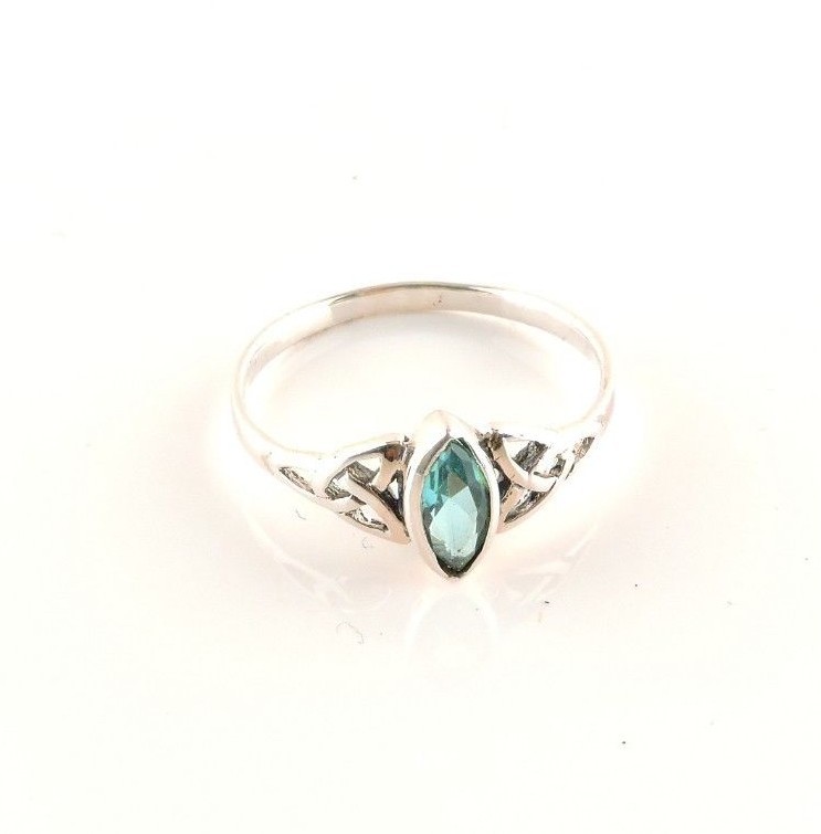 Sterling Silver .75ct Marquise Blue Cubic Zirconia Celtic Ring