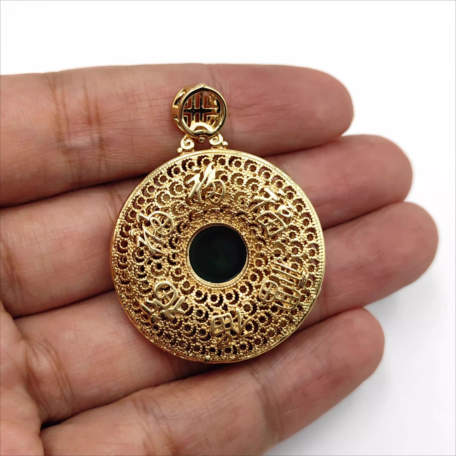 BN Nature Jade Vase Pendant Necklace Jewelry charm Blessing Lucky tune