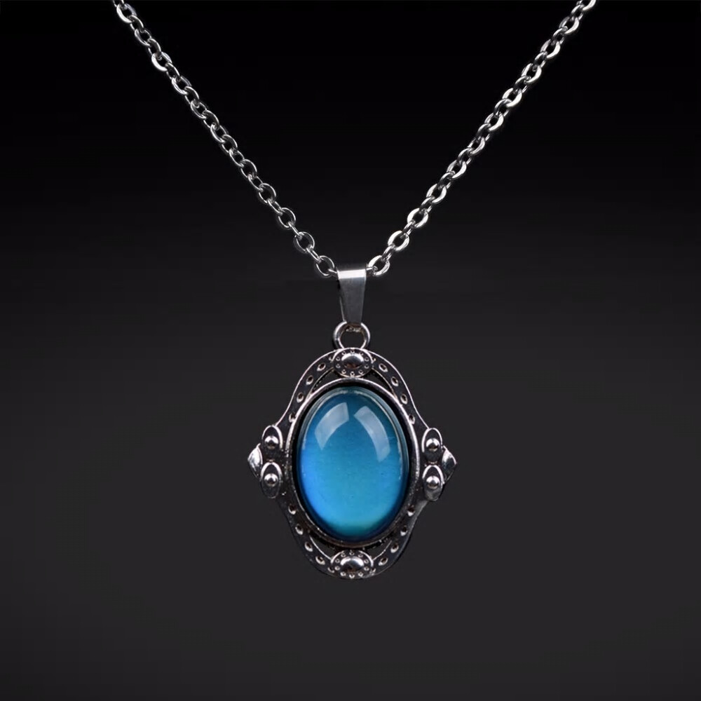 Mood Pendant Retro Palace Elliptic Temperature Control Color Necklace
