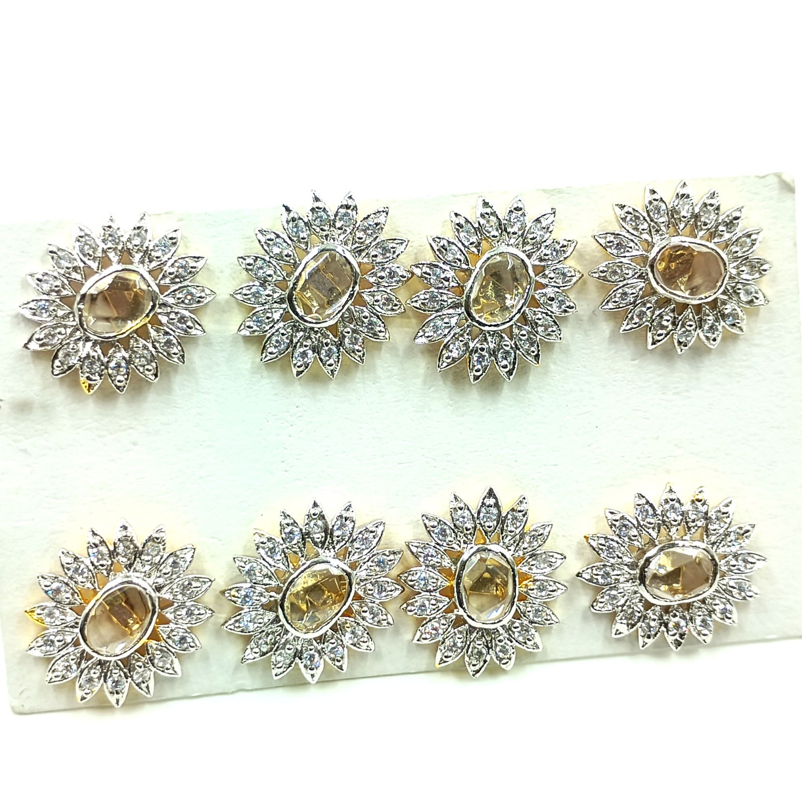 22k Gold Plated Yellow Stone Stud Earring Traditional South Indian Fashion Jewel