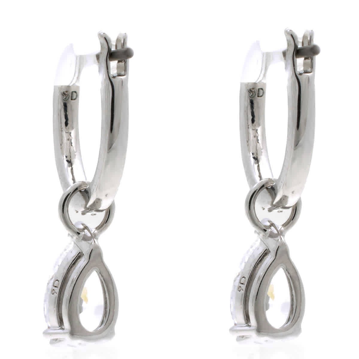 Swarovski Millenia White Rhodium Plated Pear Cut Hoop Earrings